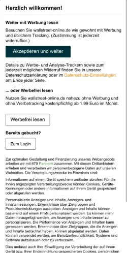 Anteprima del sito wallstreetONLINE, media di Germania per articoli sponsorizzati
