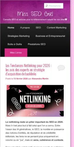 Anteprima del sito Miss SEO Girl, media di Francia per articoli sponsorizzati