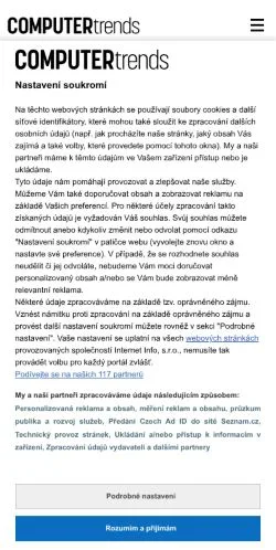 Preview of the Computertrends website, a media outlet in Czechia for sponsored articles
