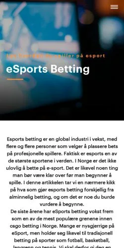 Pré-visualização do site eSports Betting, meio de Noruega para artigos patrocinados