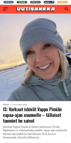 Anteprima del sito Uutisankka, media di Finlandia per articoli sponsorizzati