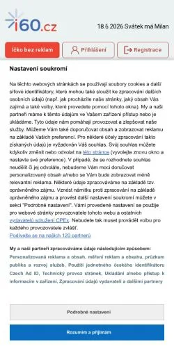 Anteprima del sito I60, media di Cechia per articoli sponsorizzati