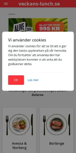 Podgląd witryny Veckans Lunch, medium z kraju Szwecja do artykułów sponsorowanych