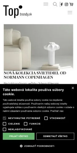 Anteprima del sito Top Trendy, media di Slovacchia per articoli sponsorizzati