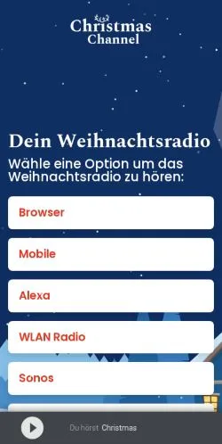 Vista previa del sitio Christmas Channel, medio de Alemania para artículos patrocinados
