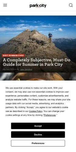 Anteprima del sito Park City Magazine, media di Stati Uniti per articoli sponsorizzati