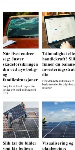 Podgląd witryny pengeforbruk.com, medium z kraju Norwegia do artykułów sponsorowanych