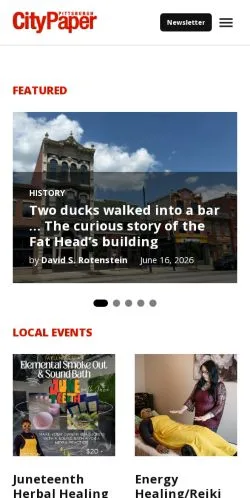Podgląd witryny Pittsburgh City Paper, medium z kraju Stany Zjednoczone do artykułów sponsorowanych