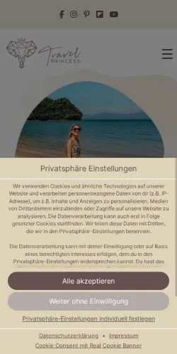 Anteprima del sito Travelprincess, media di Germania per articoli sponsorizzati