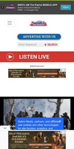 Anteprima del sito AM 1280 The Patriot, media di Stati Uniti per articoli sponsorizzati