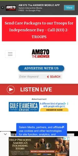 Forhåndsvisning af AM 870 The Answer, medie fra USA til sponsorerede artikler