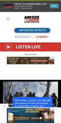 Forhåndsvisning av nettstedet AM 920 The Answer, medium fra USA for sponsede artikler