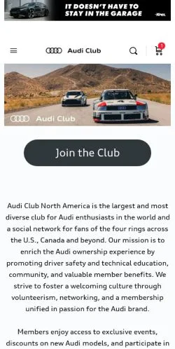 Anteprima del sito Audi Club North America, media di Stati Uniti per articoli sponsorizzati