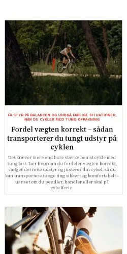 Podgląd witryny cykelrytteren.dk, medium z kraju Dania do artykułów sponsorowanych