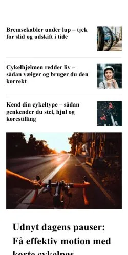 스폰서 기사용 덴마크 매체 cykeltid.dk 사이트 미리보기