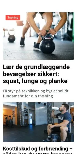 Vista previa del sitio fitnessguides.dk, medio de Dinamarca para artículos patrocinados