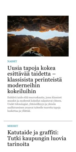 스폰서 기사용 핀란드 매체 kokemuksiasinulle.fi 사이트 미리보기