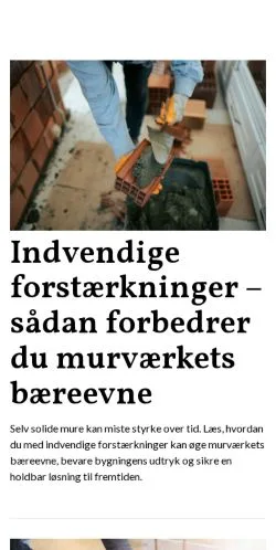 Forhåndsvisning af murertips.dk, medie fra Danmark til sponsorerede artikler
