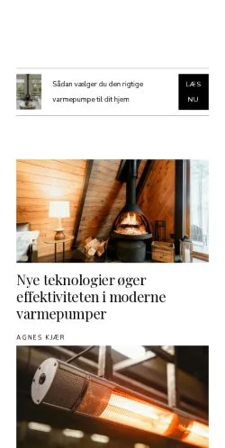 Anteprima del sito omvarmepumper.dk, media di Danimarca per articoli sponsorizzati