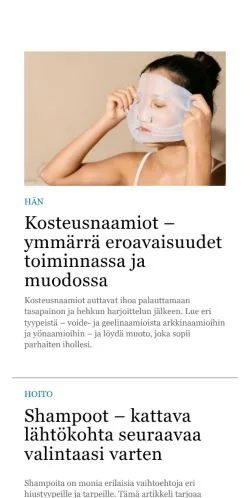 Podgląd witryny paraskauneus.fi, medium z kraju Finlandia do artykułów sponsorowanych