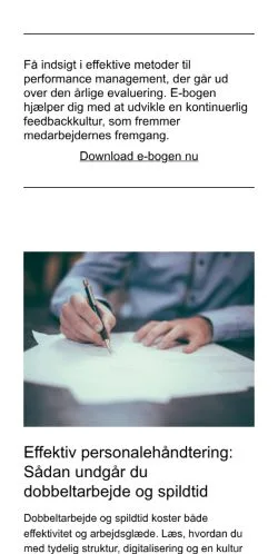 Förhandsvisning av webbplatsen rekrutteringerne.dk, medium i Danmark för sponsrade artiklar