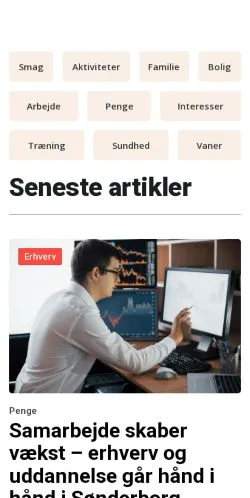 Preview of the soenderborgpuls.dk website, a media outlet in Denmark for sponsored articles