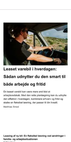 Forhåndsvisning av nettstedet superleasing.dk, medium fra Danmark for sponsede artikler