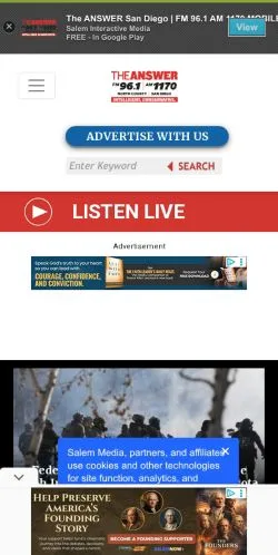 Anteprima del sito The Answer San Diego, media di Stati Uniti per articoli sponsorizzati