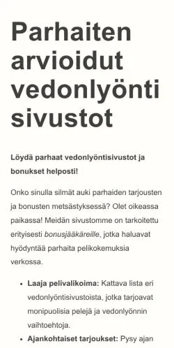 Anteprima del sito vihjeveto.fi, media di Finlandia per articoli sponsorizzati