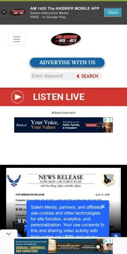 Voorbeeld van de site WHK Radio, medium uit Verenigde Staten voor gesponsorde artikelen