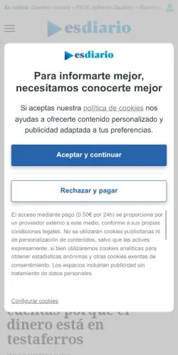 스폰서 기사용 스페인 매체 ESdiario 사이트 미리보기