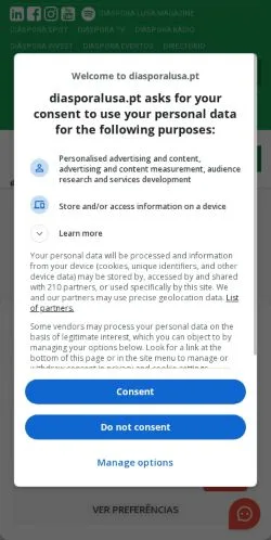 Anteprima del sito Diáspora Lusa, media di Portogallo per articoli sponsorizzati