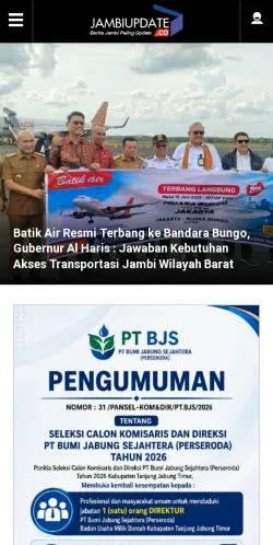 Anteprima del sito Jambi Update, media di Indonesia per articoli sponsorizzati