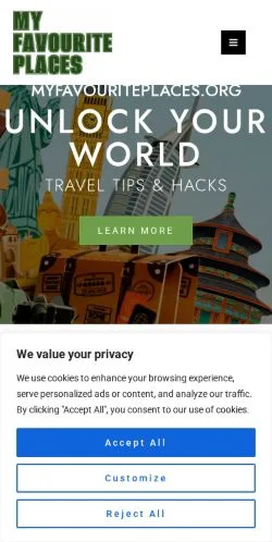 Anteprima del sito Myfavouriteplaces, media di Stati Uniti per articoli sponsorizzati