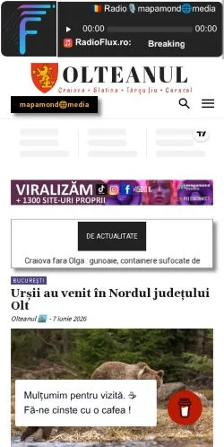 Anteprima del sito Olteanul, media di Romania per articoli sponsorizzati