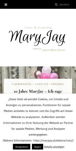 スポンサード記事向けのオーストリアメディア、MaryJayのサイトプレビュー