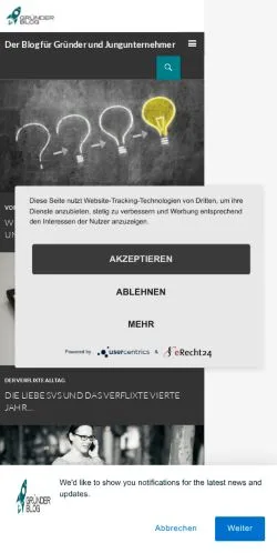 Anteprima del sito Gründer Blog, media di Austria per articoli sponsorizzati