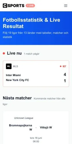 スポンサード記事向けのスウェーデンメディア、CSportsのサイトプレビュー