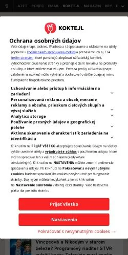 Podgląd witryny Koktejl, medium z kraju Słowacja do artykułów sponsorowanych
