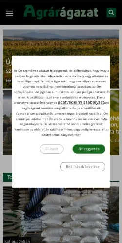 Anteprima del sito Agrárágazat, media di Ungheria per articoli sponsorizzati