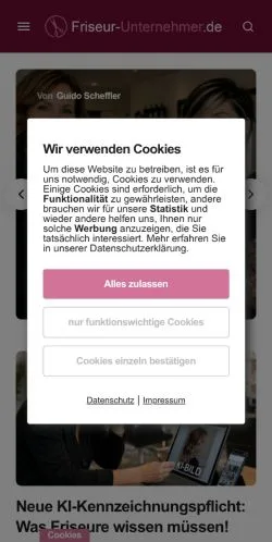 Anteprima del sito Friseur-Unternehmer, media di Germania per articoli sponsorizzati
