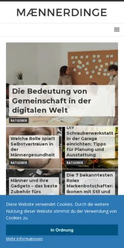 Forhåndsvisning av nettstedet Männerdinge, medium fra Tyskland for sponsede artikler