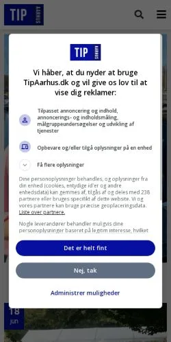 Forhåndsvisning av nettstedet TipAarhus, medium fra Danmark for sponsede artikler