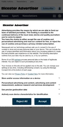 Anteprima del sito Bicester Advertiser, media di Stati Uniti per articoli sponsorizzati