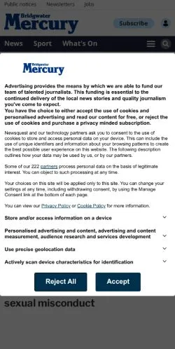 스폰서 기사용 영국 매체 Bridgwater Mercury News 사이트 미리보기