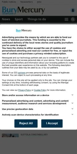 Anteprima del sito Bury Mercury, media di Regno Unito per articoli sponsorizzati