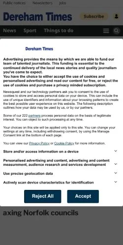Anteprima del sito Dereham Times, media di Regno Unito per articoli sponsorizzati
