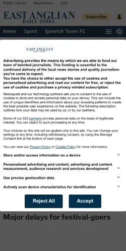 Anteprima del sito East Anglian Daily Times, media di Regno Unito per articoli sponsorizzati
