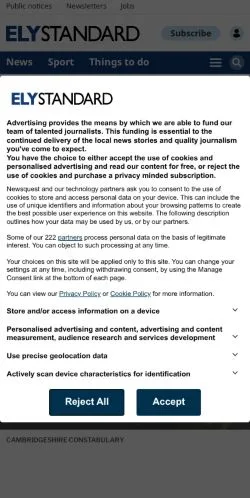 Anteprima del sito Ely Standard, media di Regno Unito per articoli sponsorizzati