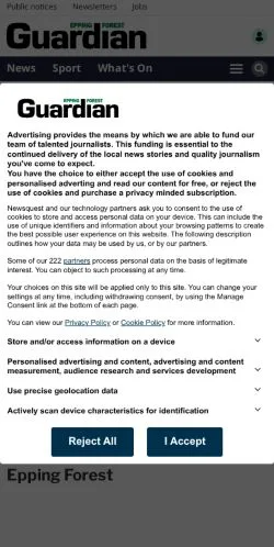 Podgląd witryny Epping Forest Guardian, medium z kraju Wielka Brytania do artykułów sponsorowanych